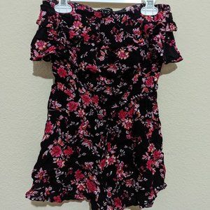 Floral Romper with Ruffles